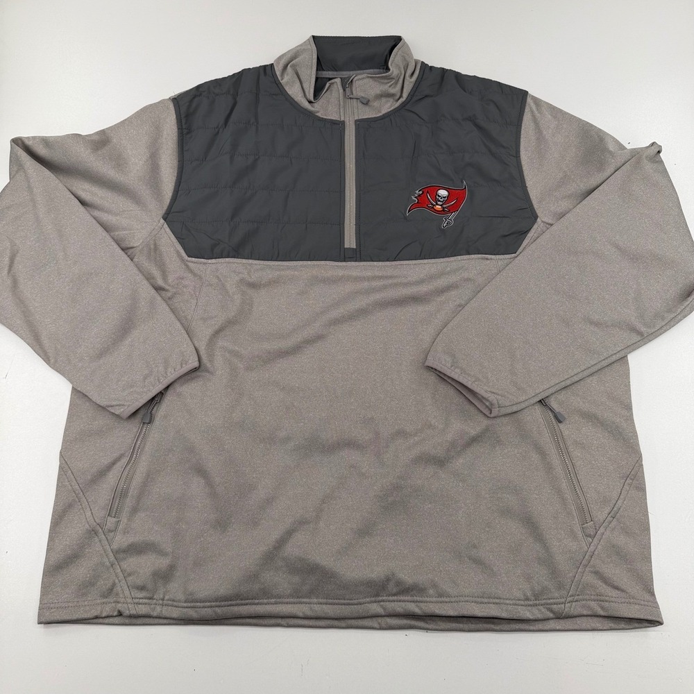 Dunbrooke NFL Tampa Bay Buccaneers Pathfinder 1/4 Zip Pullover Gray Mens 2XL NEW